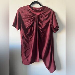 Sies Marjan SILK Deep Red Gathered Blouse